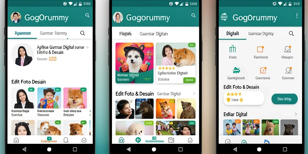 Antarmuka GOGORUMMY yang modern dan menarik untuk pengeditan gambar.