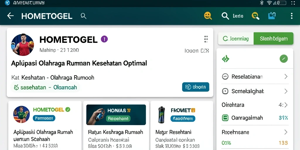 Tampilan antarmuka aplikasi Olahraga Rumah HOMETOGEL yang user-friendly.