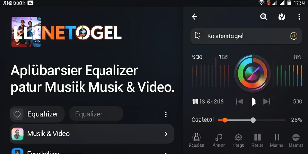 Tampilan antarmuka aplikasi Equalizer LINETOGEL yang menarik dan fungsional.