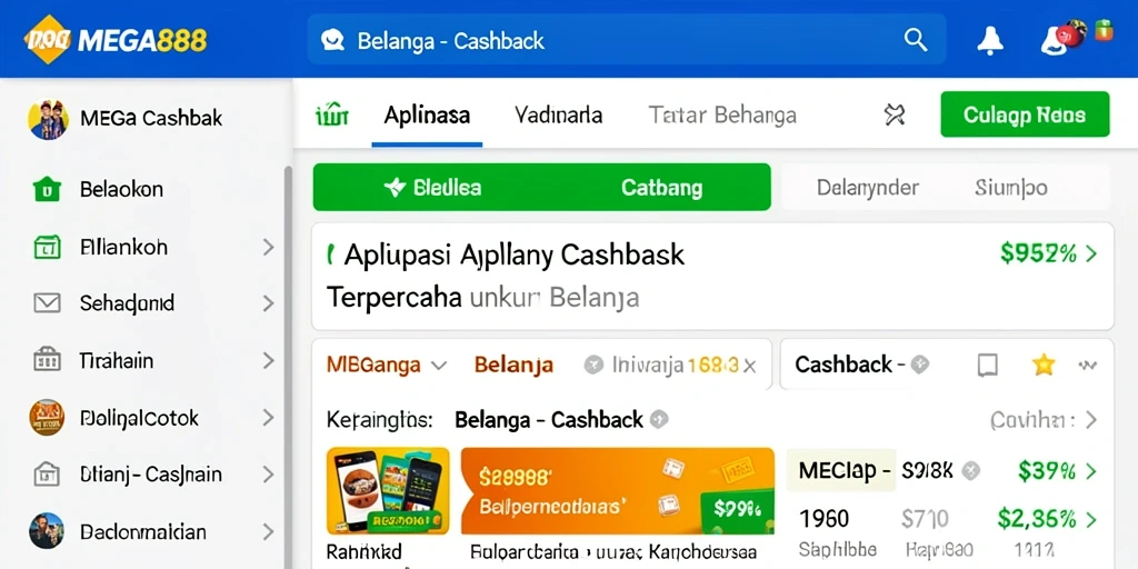 Antarmuka MEGA888 yang mudah digunakan untuk manfaat Cashback.