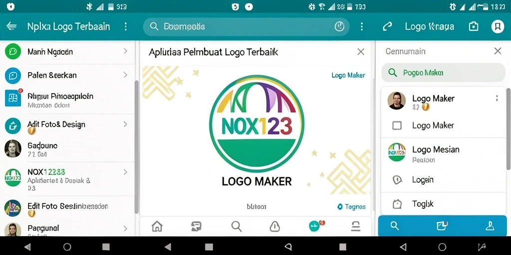 Tampilan antarmuka aplikasi NOX123 untuk membuat logo.