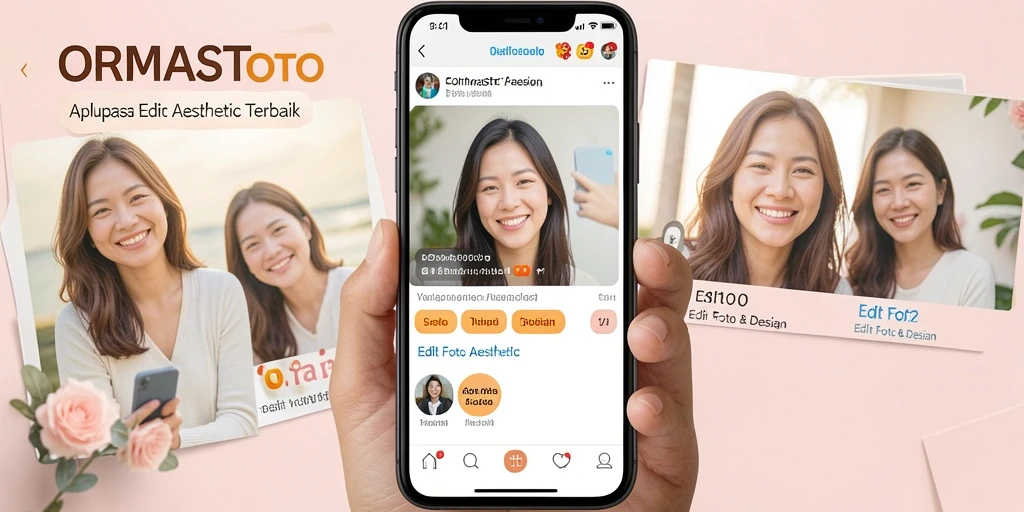 Antarmuka ORMASTOTO dengan fitur Edit Foto Aesthetic yang modern.
