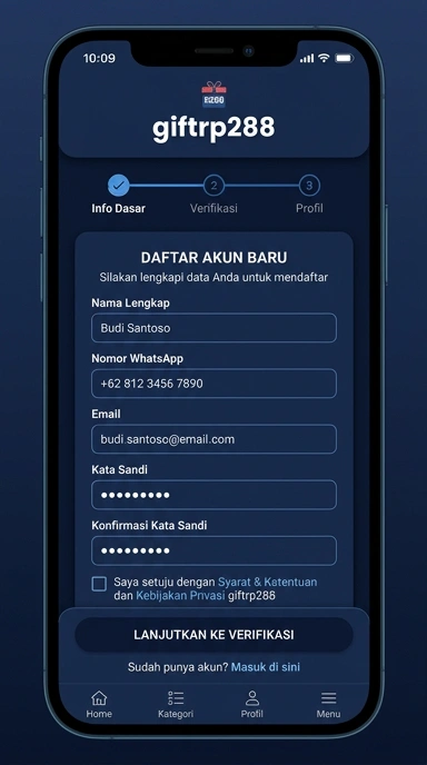 Cara Registrasi Akun Baru giftrp288 untuk Pengguna Android